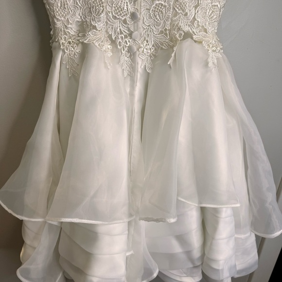 Cocktail Gown Wedding Short Tutu Floral Lace Tiered Organza Size XS - Picture 12 of 16